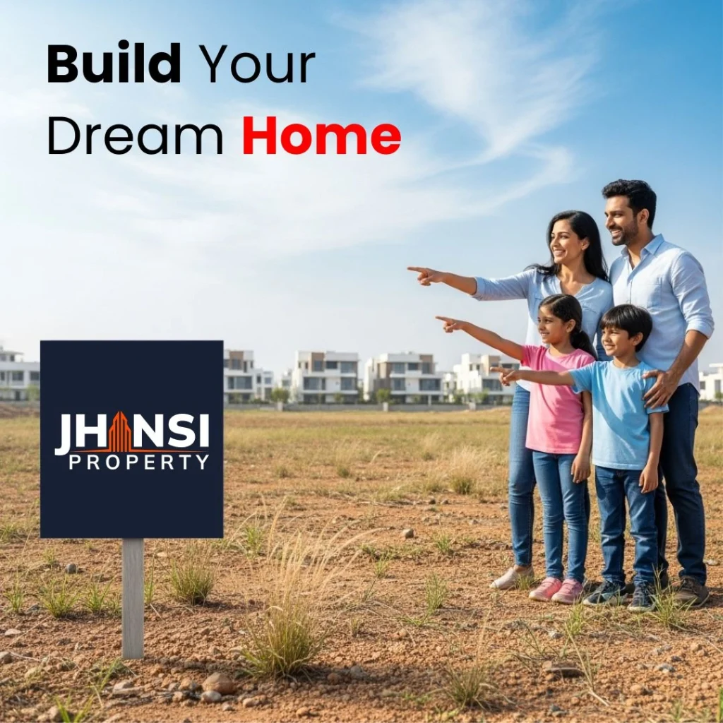 Family viewing new residential plots in Jhansi to build their dream home with Jhansi Property