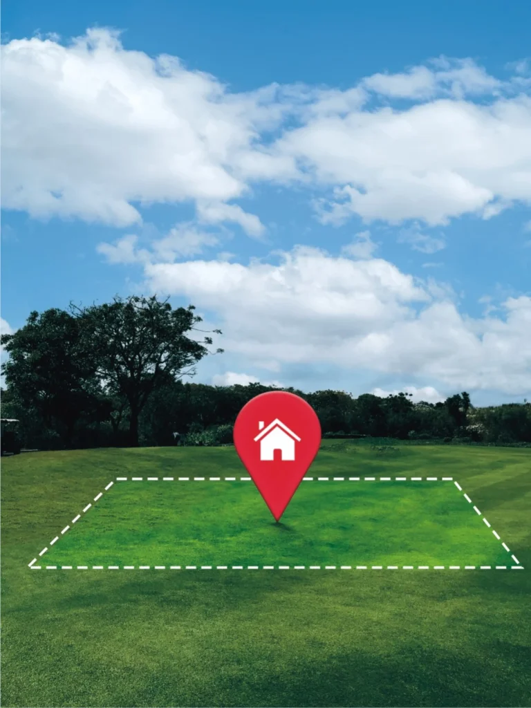 a red marker on a green field in jhansi property